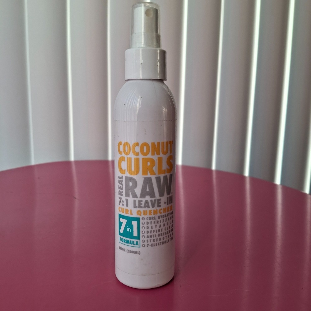 Real Raw Coconut Curls Leave In Curl Quencher 7-In-1 Spray Bottle 6 Fl Oz New